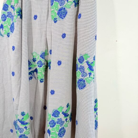Pearl by Lela Rose Blue Gingham Floral A Line Midi Length Skirt Size 2 - Picture 6 of 10